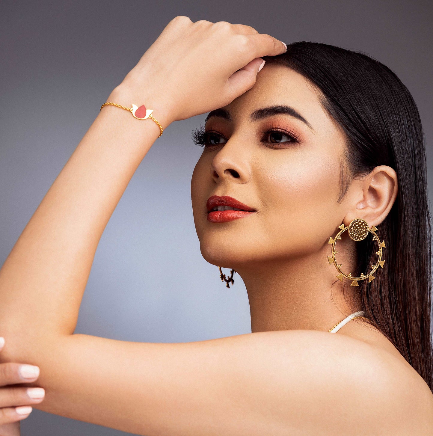 Crimson Red Lotus Bracelet