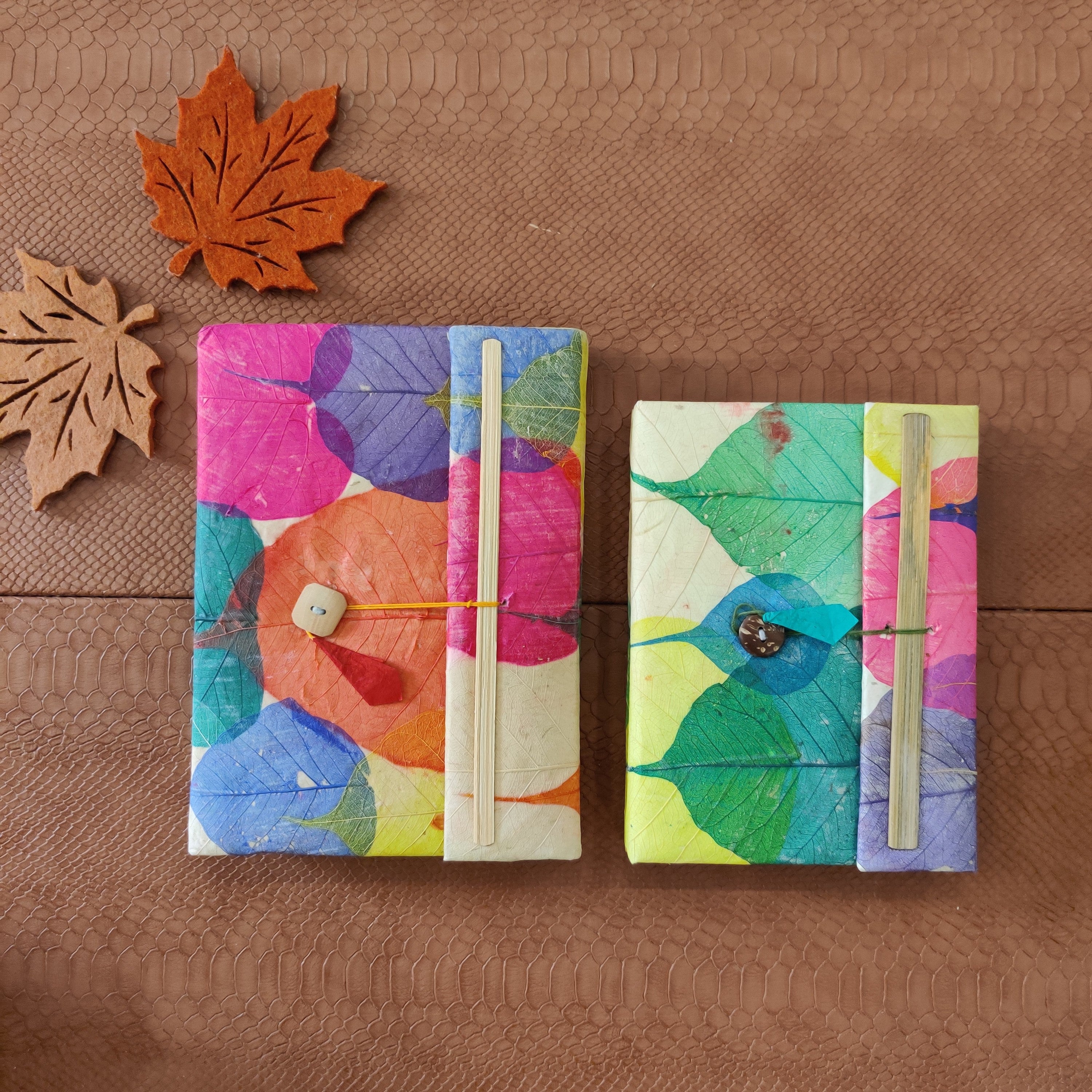 Multi-color Peepal Leaves Journal