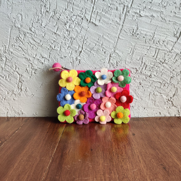 Floral Cluster Geometric Pouches